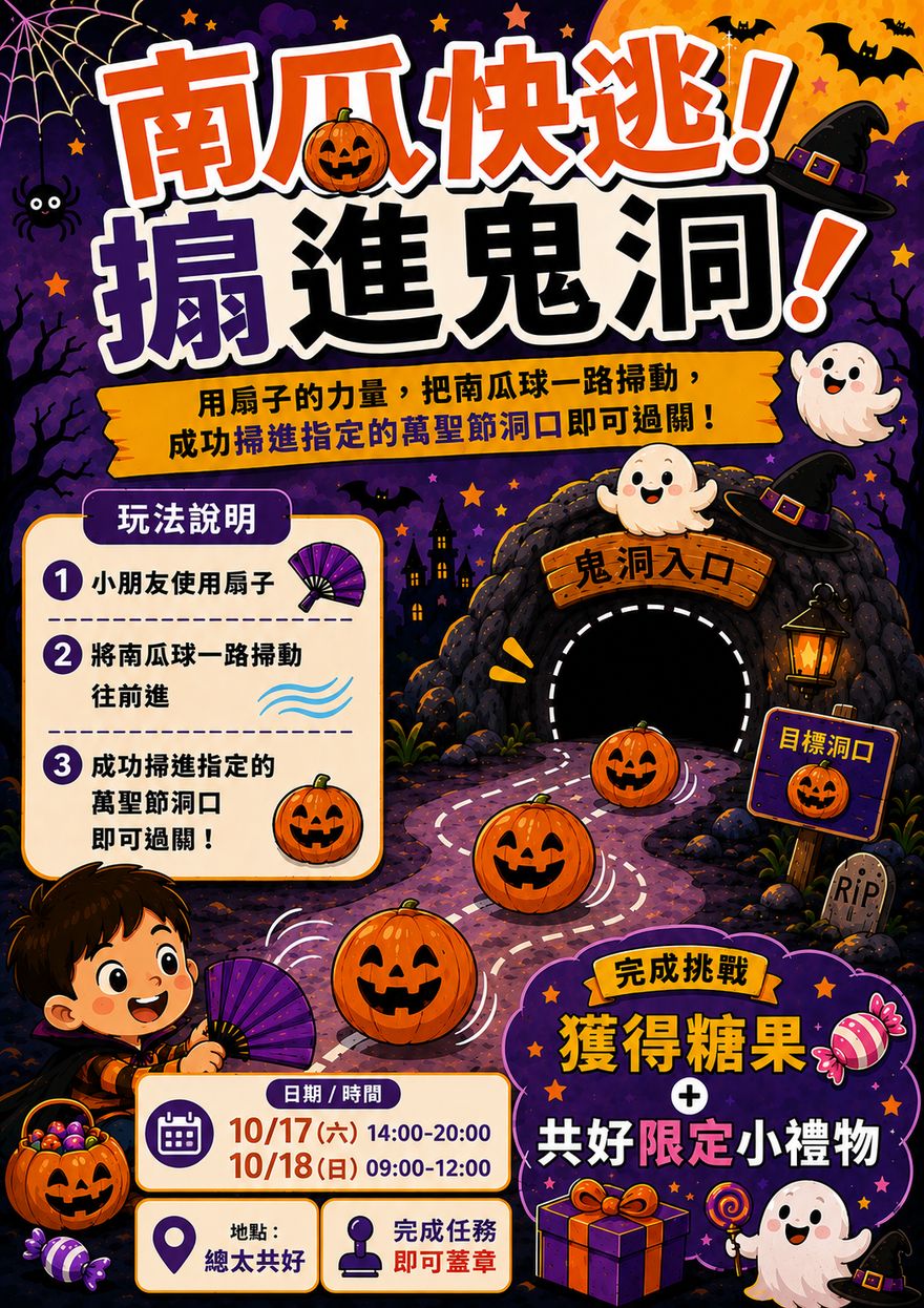 總太共好|南瓜快逃!搧進鬼洞! 活動海報